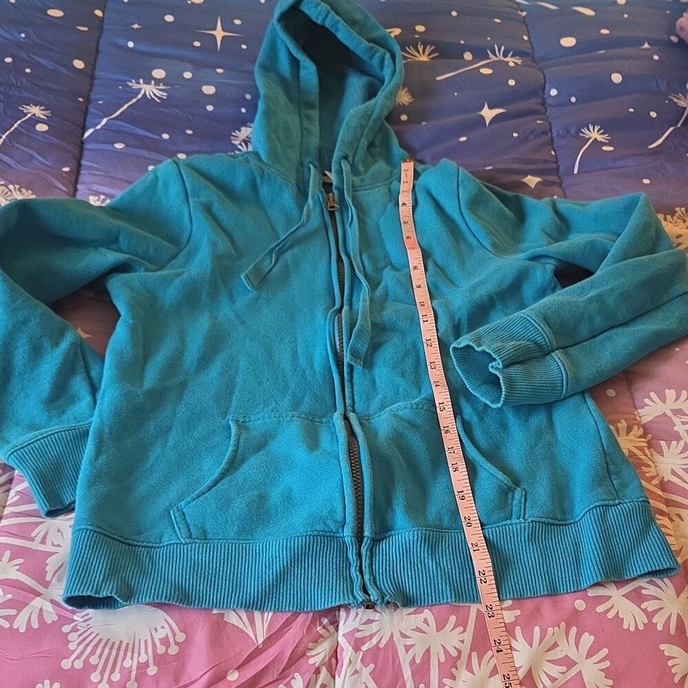 Old Navy Turquoise Full Zip Hoodie Long Sleeve Solid Hooded Pockets Womens M